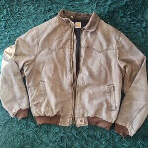 Vintage Carhartt Detroit Jacket Brown Duck Canvas Workwear USA Distressed